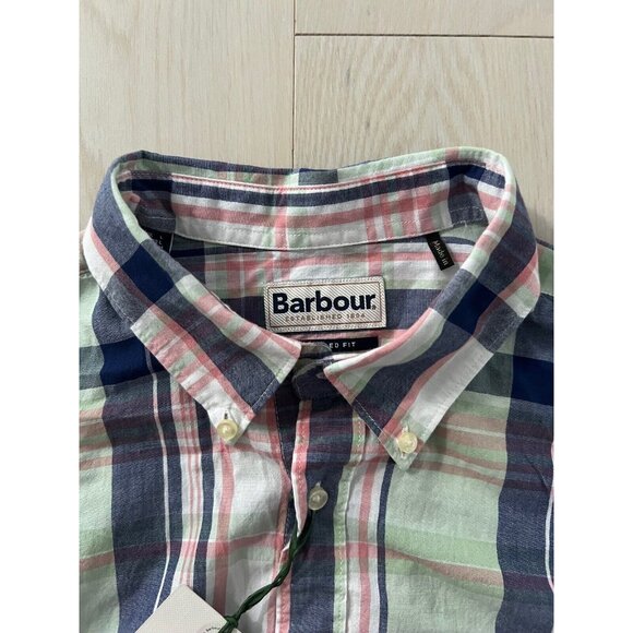 Barbour Nickwell Tailored Button Shirt Check Sky ( M ) - Picture 4 of 5